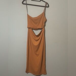 Forever 21 Orange Backless Slip Dress with Cut-Out